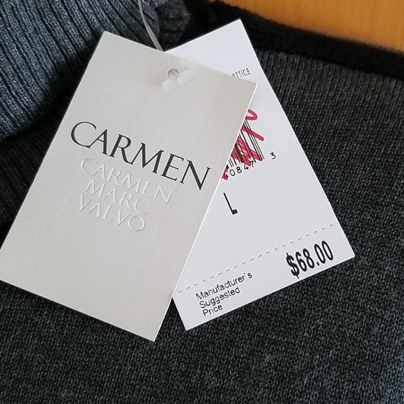 NWTCarmen Marc Valvo Black/Gray Turtleneck Sweater Large - Picture 4 of 9